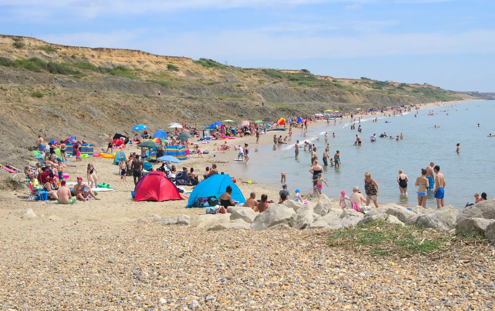 The crowded beach at Chewton Bunny, from Bob and Bernice's 50th Wedding Anniversary, Hinton Admiral, Dorset - 25th July 2014