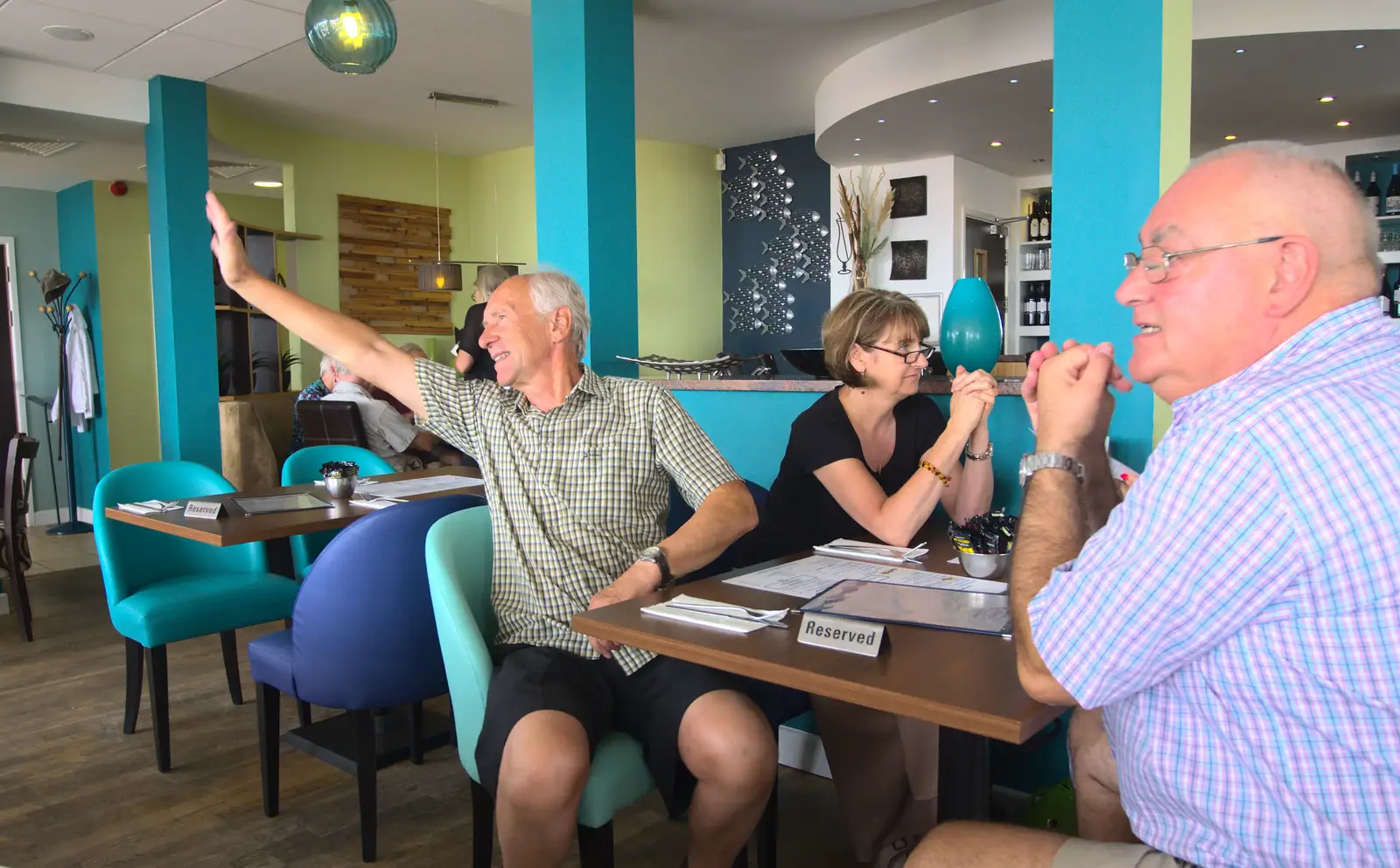 Bob waves to arriving guests, from Bob and Bernice's 50th Wedding Anniversary, Hinton Admiral, Dorset - 25th July 2014