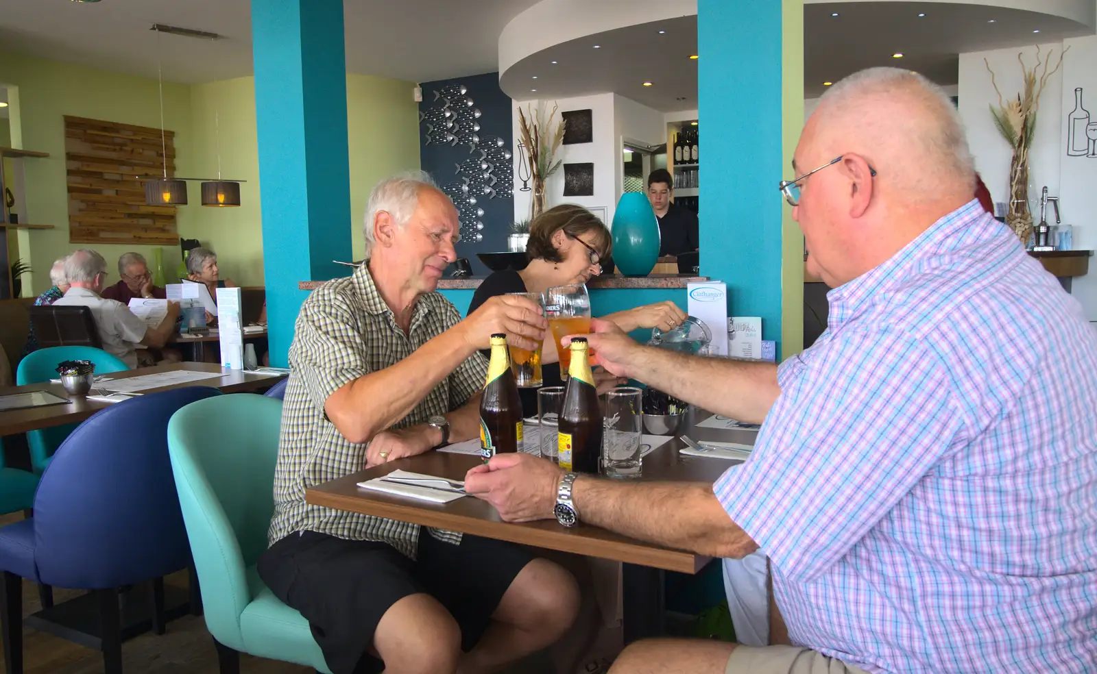 Bob does cheers, from Bob and Bernice's 50th Wedding Anniversary, Hinton Admiral, Dorset - 25th July 2014