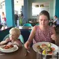 Harry and Isobel eat lunch, Bob and Bernice's 50th Wedding Anniversary, Hinton Admiral, Dorset - 25th July 2014