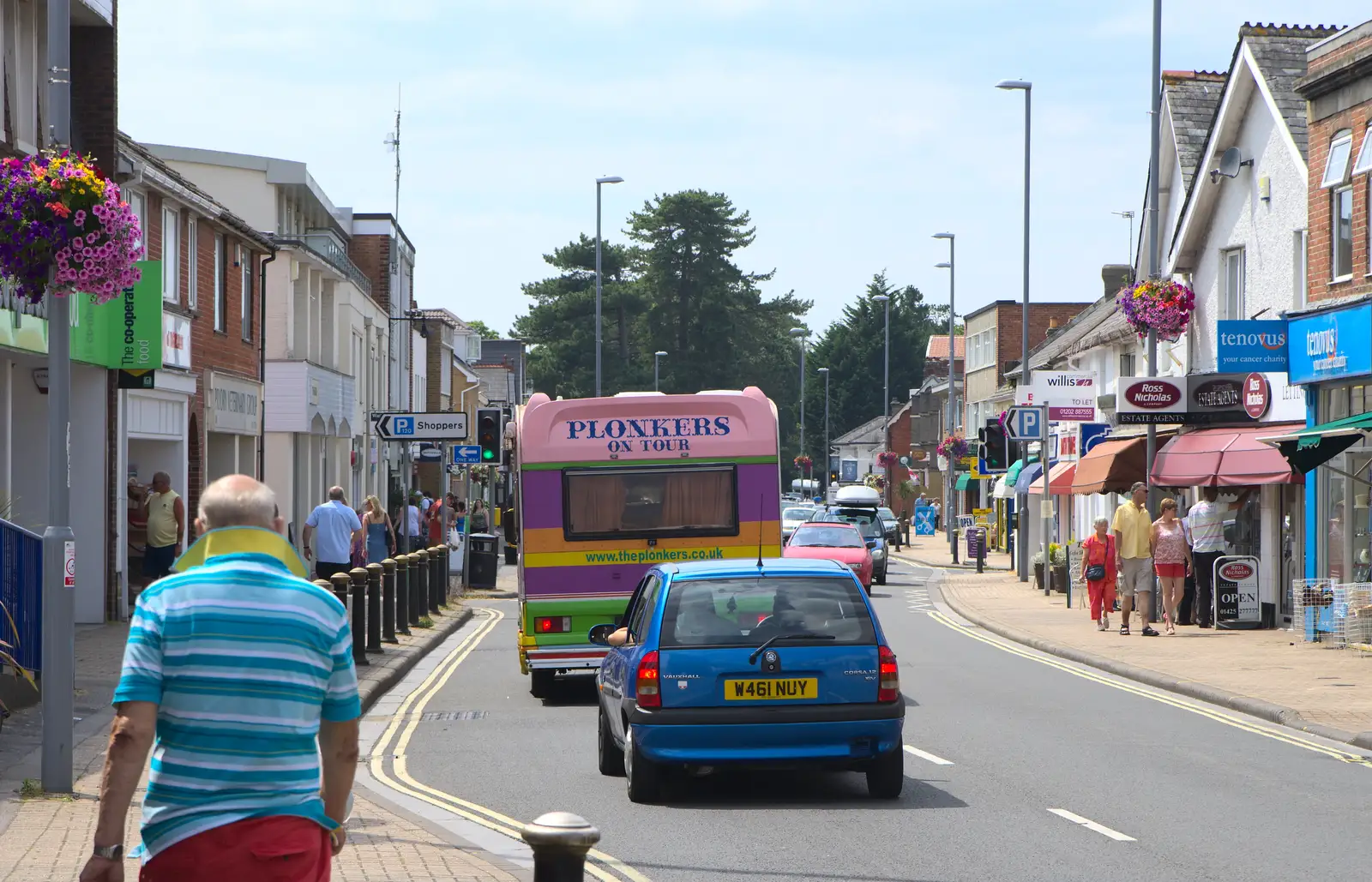 The 'Plonkers on Tour' bus on Lymington Road, from Bob and Bernice's 50th Wedding Anniversary, Hinton Admiral, Dorset - 25th July 2014