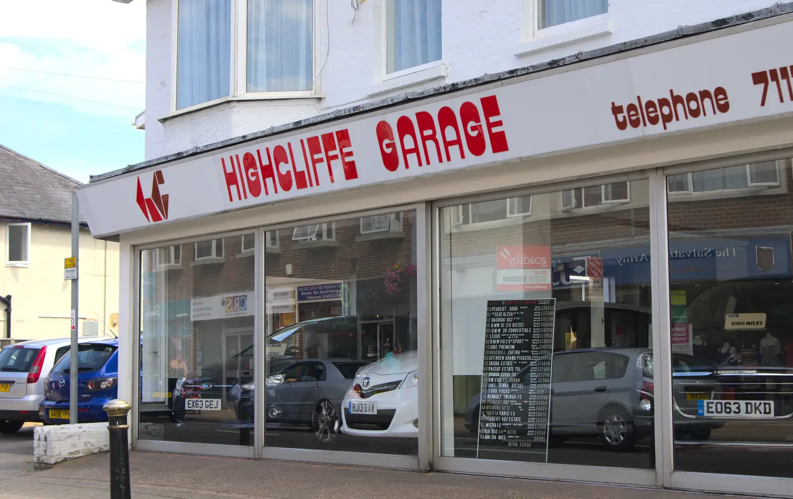 Highcliffe Garage and its out-of-the-70s sign, from Bob and Bernice's 50th Wedding Anniversary, Hinton Admiral, Dorset - 25th July 2014