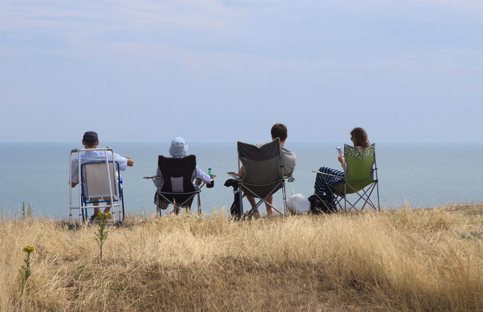 Sitting on the cliff top, watching the waves go by from Bob and Bernice's 50th Wedding Anniversary, Hinton Admiral, Dorset - 25th July 2014