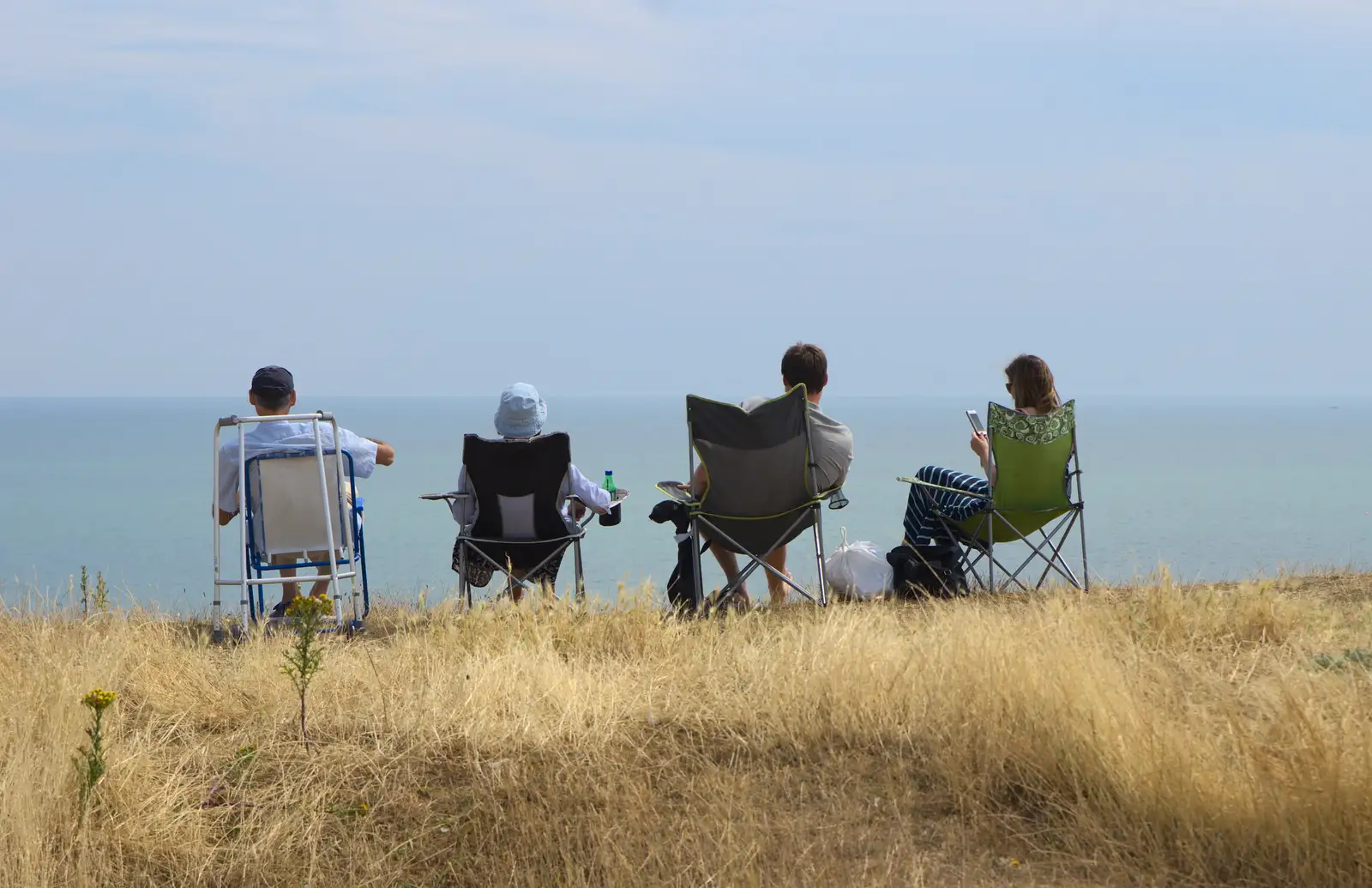 Sitting on the cliff top, watching the waves go by, from Bob and Bernice's 50th Wedding Anniversary, Hinton Admiral, Dorset - 25th July 2014