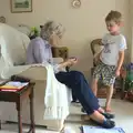 Fred shows Little Granny his things, Bob and Bernice's 50th Wedding Anniversary, Hinton Admiral, Dorset - 25th July 2014