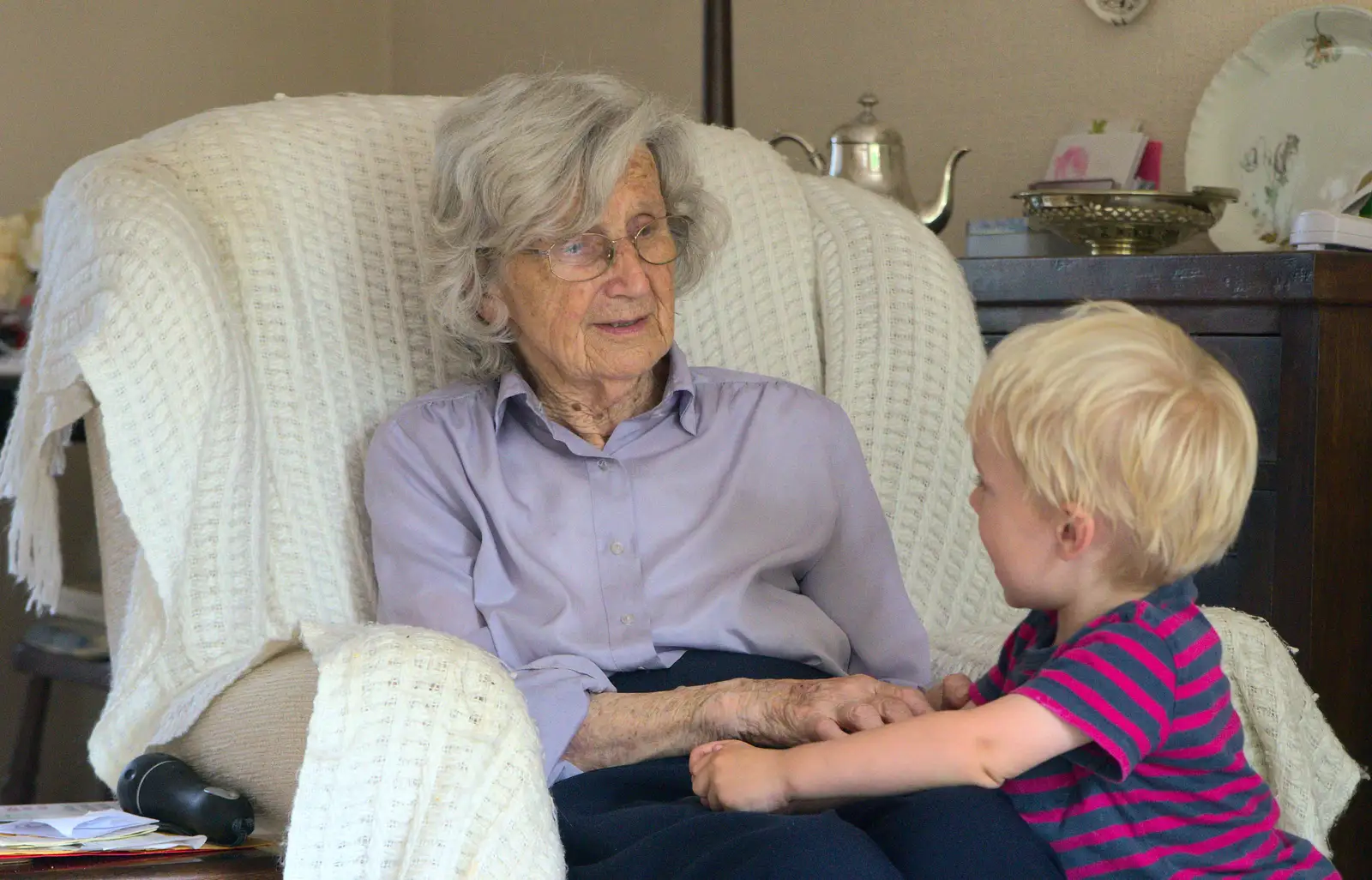 Granny and Harry, from Bob and Bernice's 50th Wedding Anniversary, Hinton Admiral, Dorset - 25th July 2014