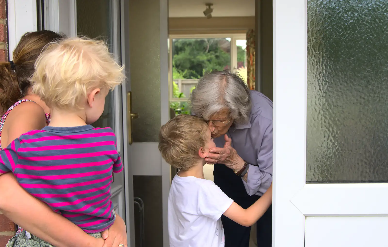 Fred gets a kiss goodbye, from Bob and Bernice's 50th Wedding Anniversary, Hinton Admiral, Dorset - 25th July 2014