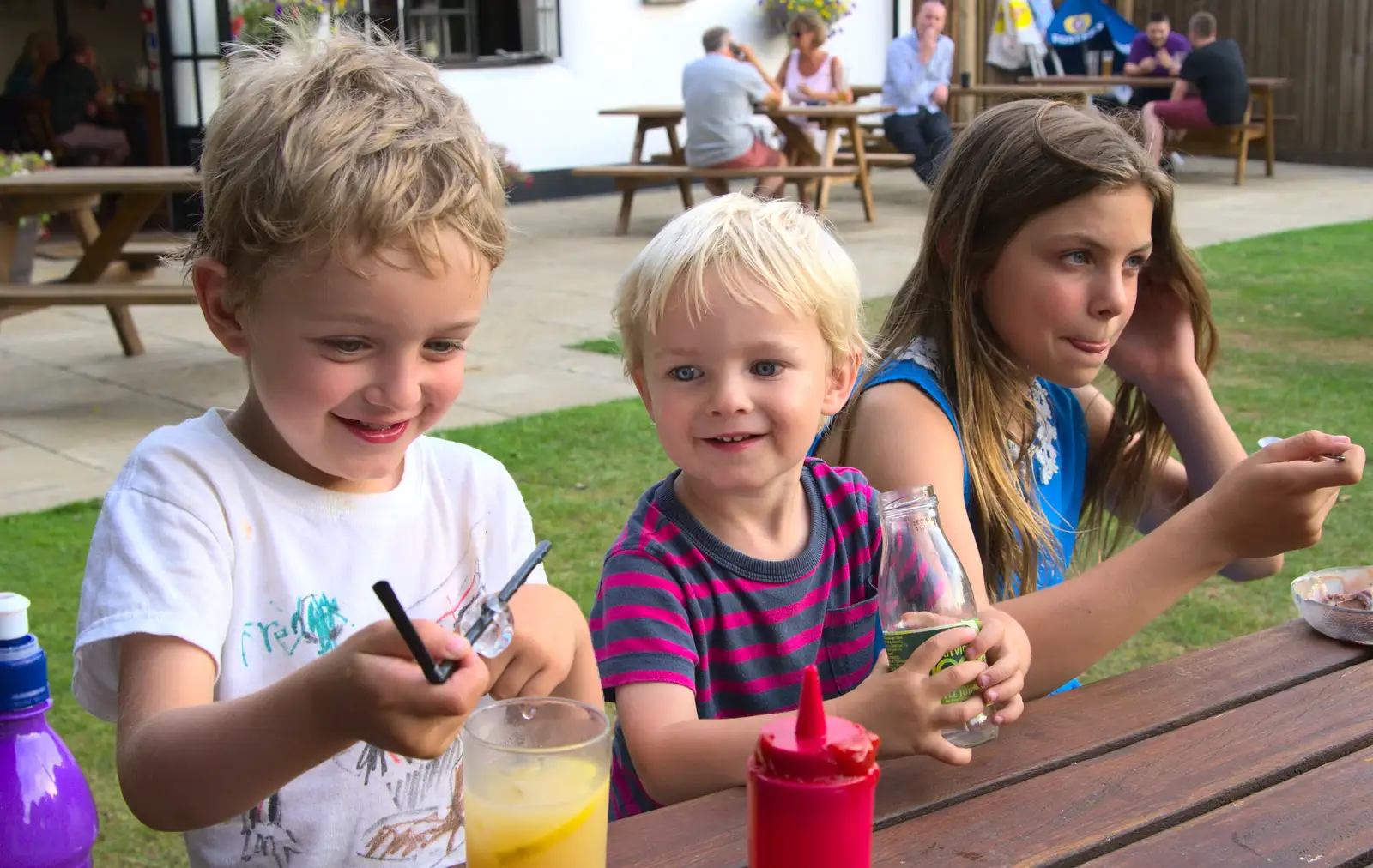 Fred, Harry and Sydney, from Bob and Bernice's 50th Wedding Anniversary, Hinton Admiral, Dorset - 25th July 2014