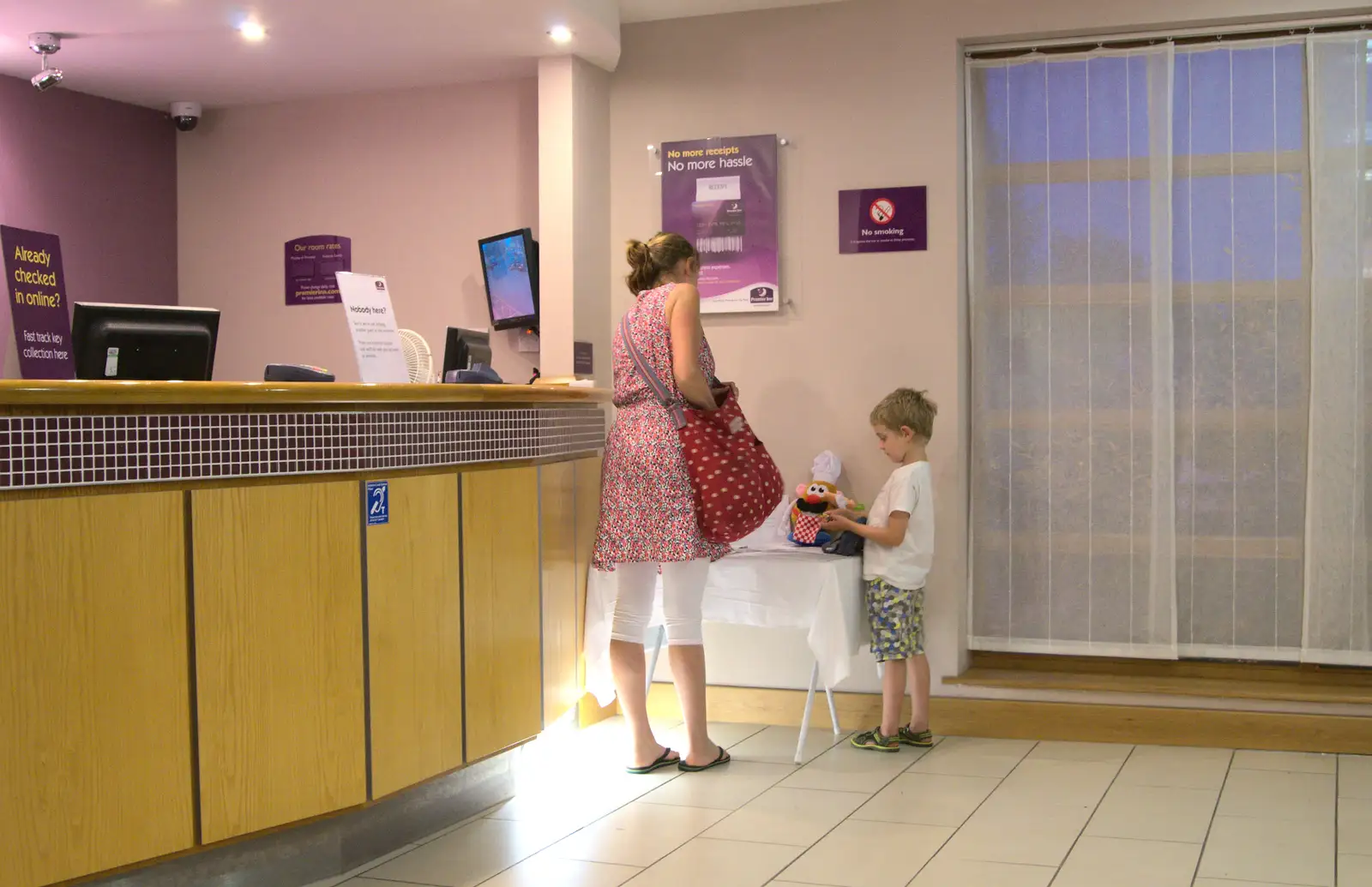 Isobel and Fred at the Premier Inn reception, from Bob and Bernice's 50th Wedding Anniversary, Hinton Admiral, Dorset - 25th July 2014