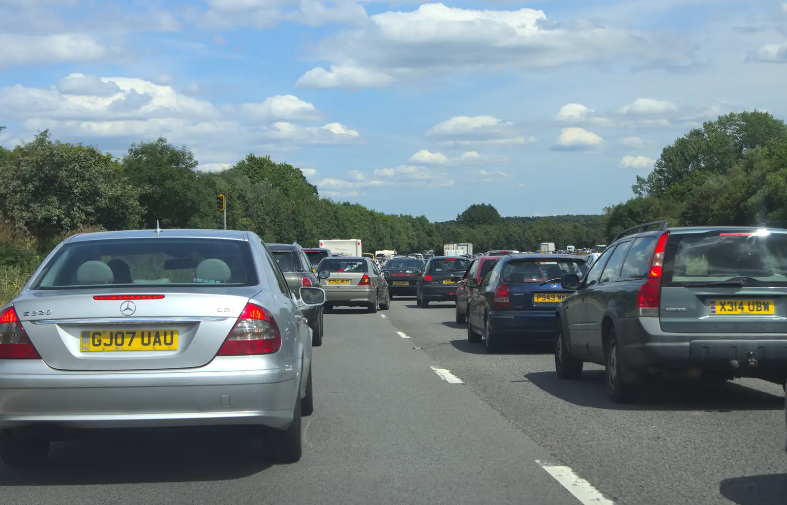 A return to a major theme of the trip: traffic jams, from Bob and Bernice's 50th Wedding Anniversary, Hinton Admiral, Dorset - 25th July 2014