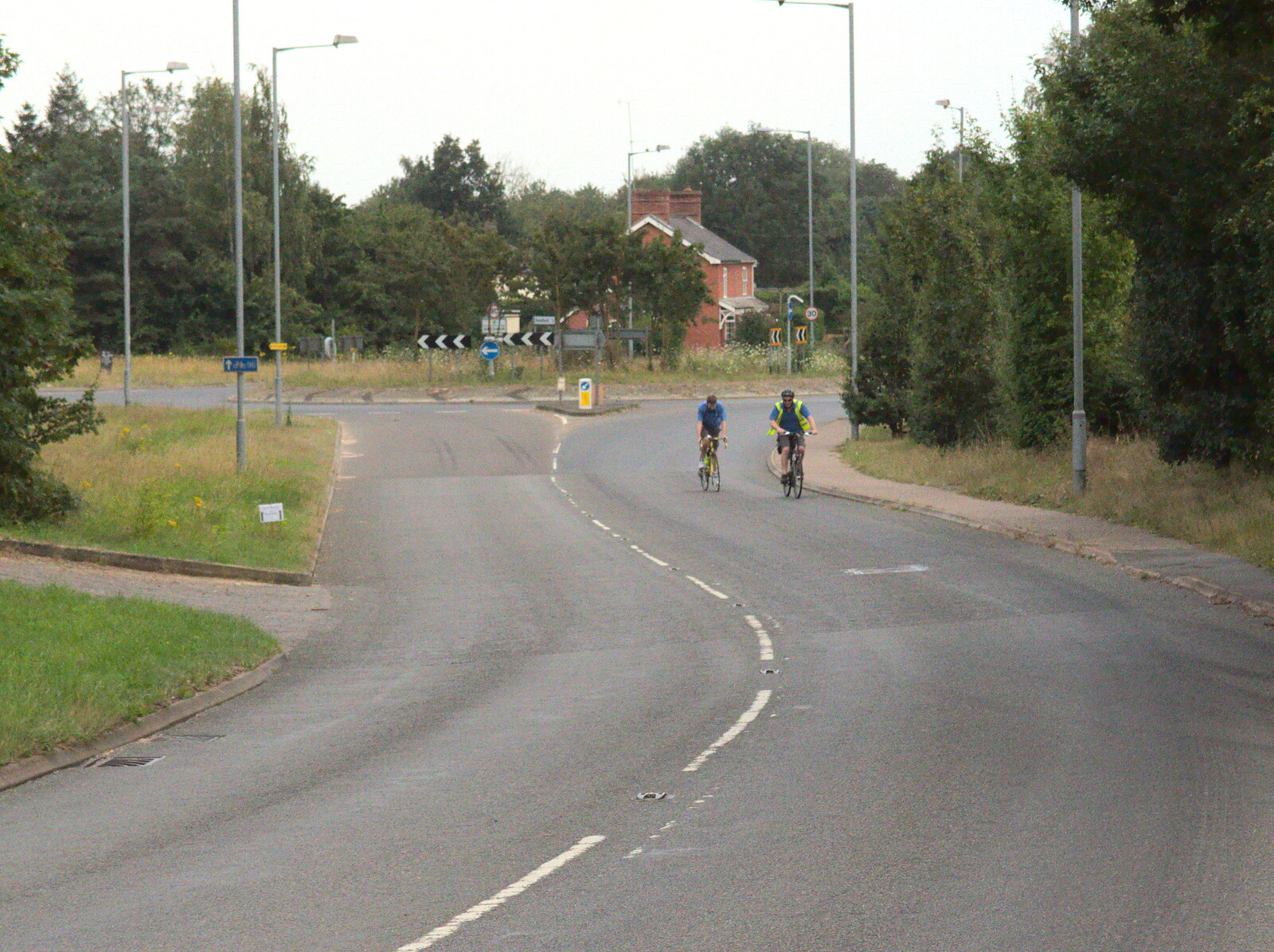 The Boy Phil and Paul on the Needham roundabout from The BSCC at Harleston, and a Visit From Cambridge, Brome, Suffolk - 31st July 2014
