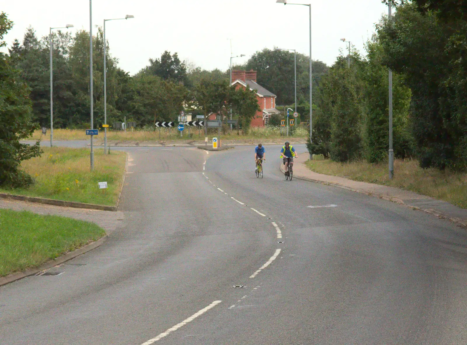 The Boy Phil and Paul on the Needham roundabout, from The BSCC at Harleston, and a Visit From Cambridge, Brome, Suffolk - 31st July 2014