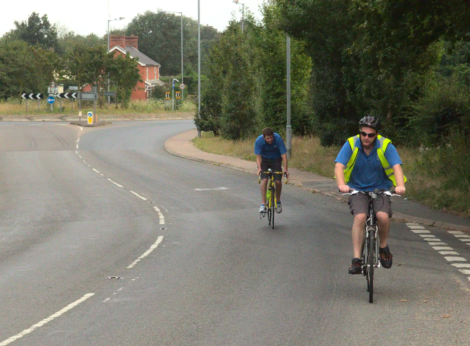 Phil and Paul head up towards Harleston, from The BSCC at Harleston, and a Visit From Cambridge, Brome, Suffolk - 31st July 2014