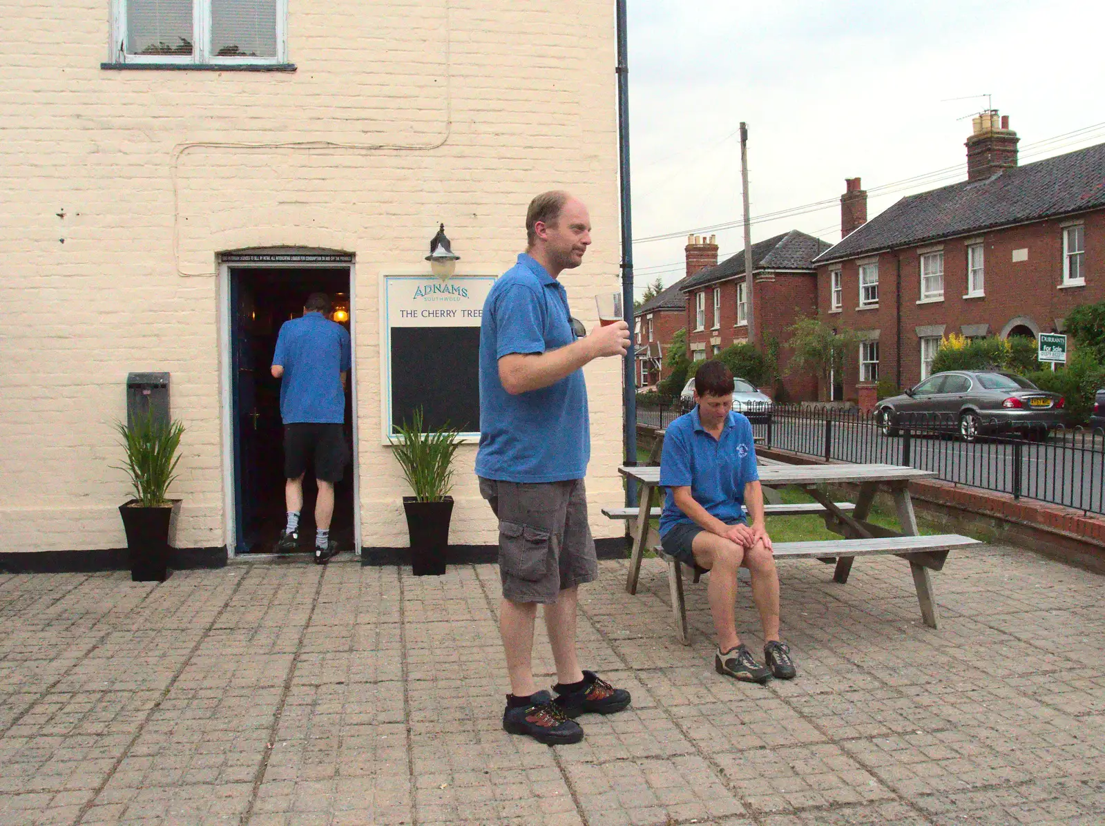 Paul and Pippa outside the Cherry Tree, from The BSCC at Harleston, and a Visit From Cambridge, Brome, Suffolk - 31st July 2014