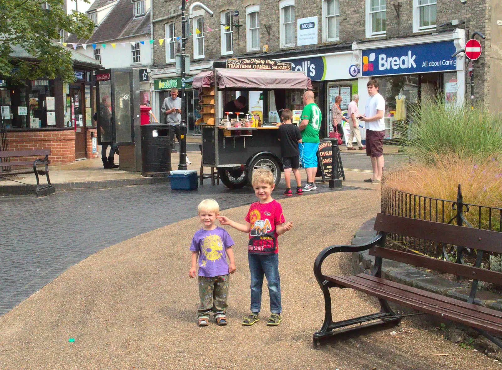 Fred pokes his finger in Harry's ear, from The BSCC at Harleston, and a Visit From Cambridge, Brome, Suffolk - 31st July 2014