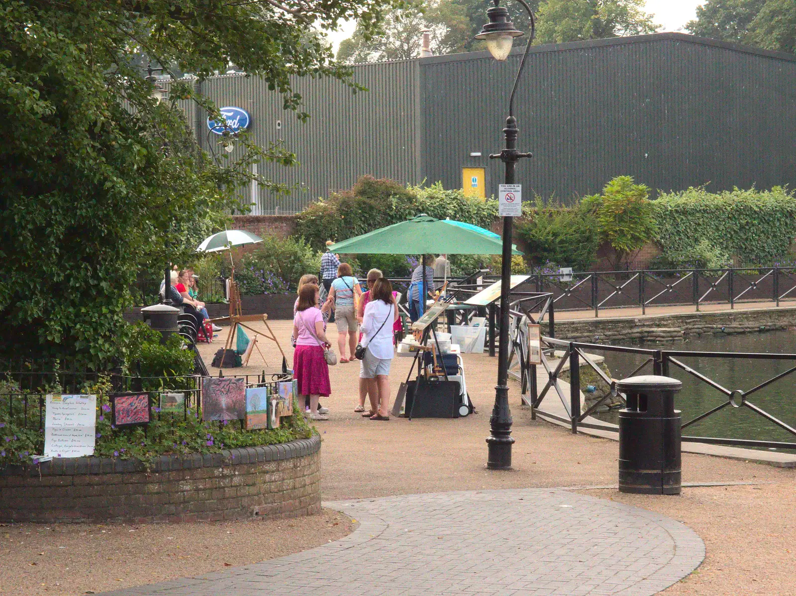 There's some sort of art gallery by the Mere, from The BSCC at Harleston, and a Visit From Cambridge, Brome, Suffolk - 31st July 2014