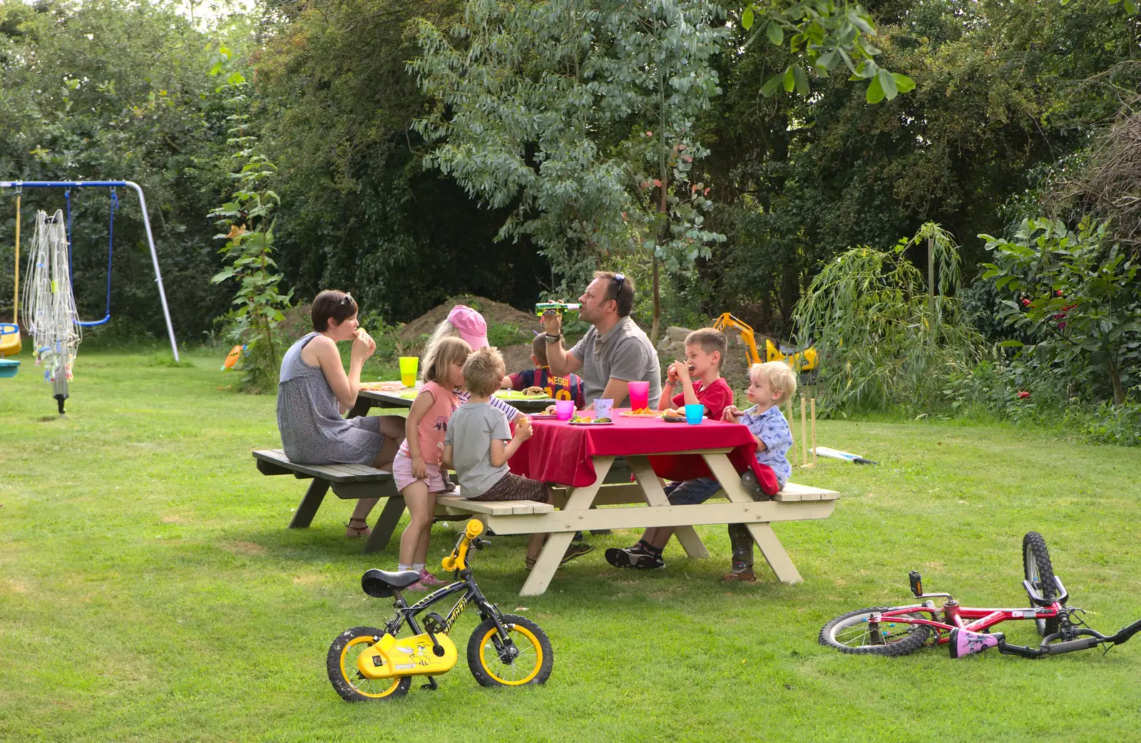 Caroline and John seems to have all the children, from The BSCC at Harleston, and a Visit From Cambridge, Brome, Suffolk - 31st July 2014