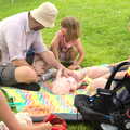 The BSCC at Harleston, and a Visit From Cambridge, Brome, Suffolk - 31st July 2014, Matt and Emma's baby wriggles about