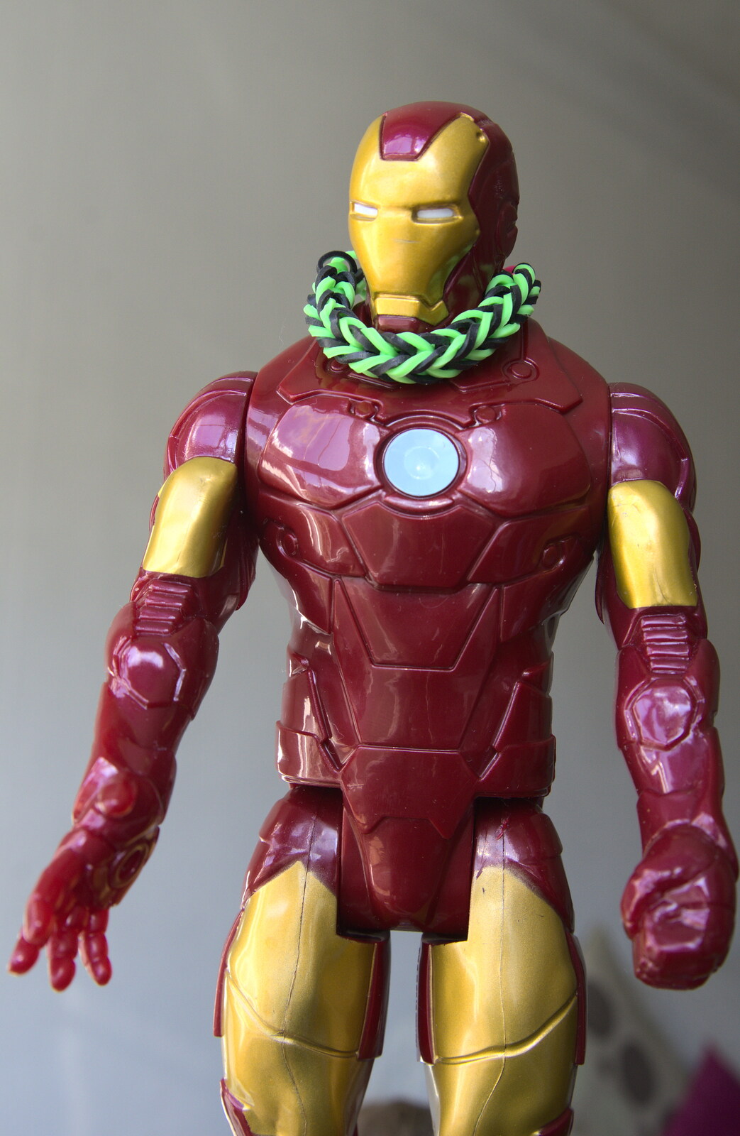 An Ironman action figure with added Loom Band from Camping at Silver Strand, Wicklow, County Wicklow, Ireland - 7th August 2014