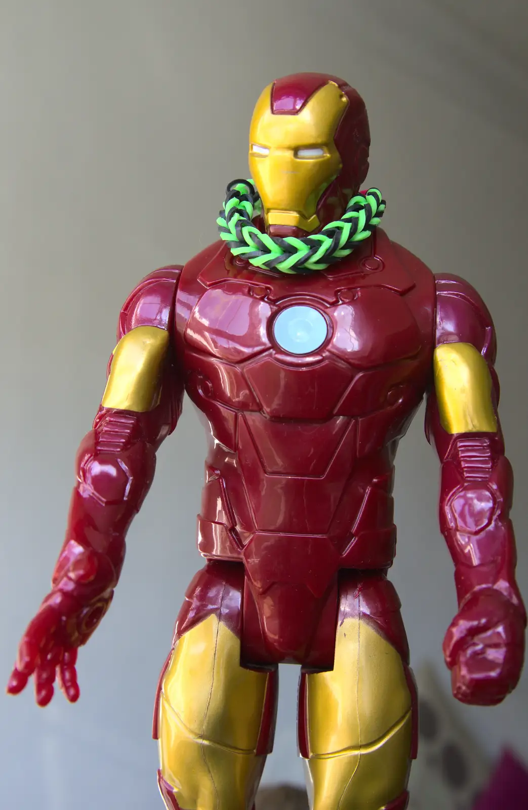 An Ironman action figure with added Loom Band, from Camping at Silver Strand, Wicklow, County Wicklow, Ireland - 7th August 2014