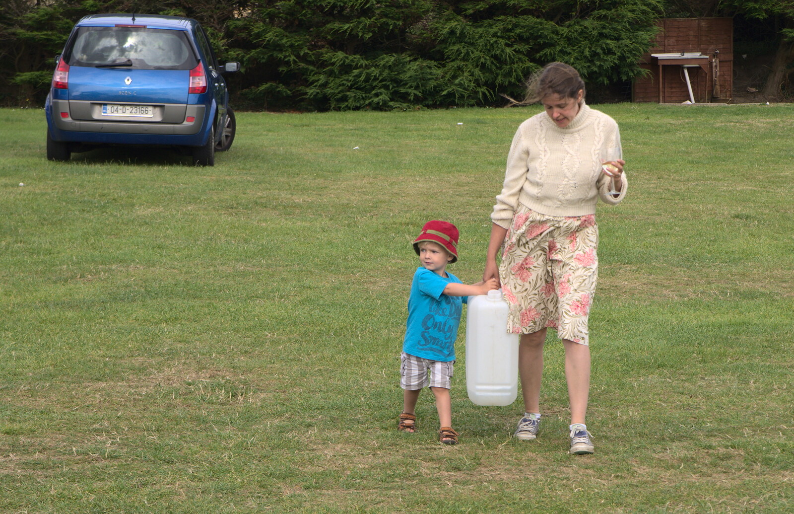 Harry helps to fetch some water from Camping at Silver Strand, Wicklow, County Wicklow, Ireland - 7th August 2014