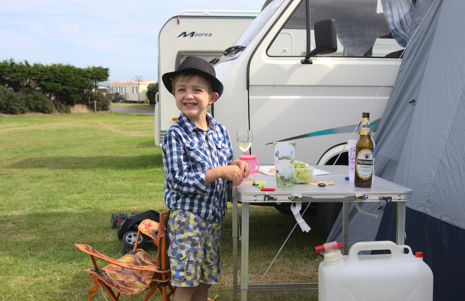 Fred and his hat from Camping at Silver Strand, Wicklow, County Wicklow, Ireland - 7th August 2014