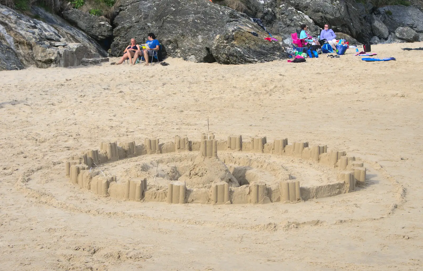 Someone has built an impressive sand castle, from Camping at Silver Strand, Wicklow, County Wicklow, Ireland - 7th August 2014