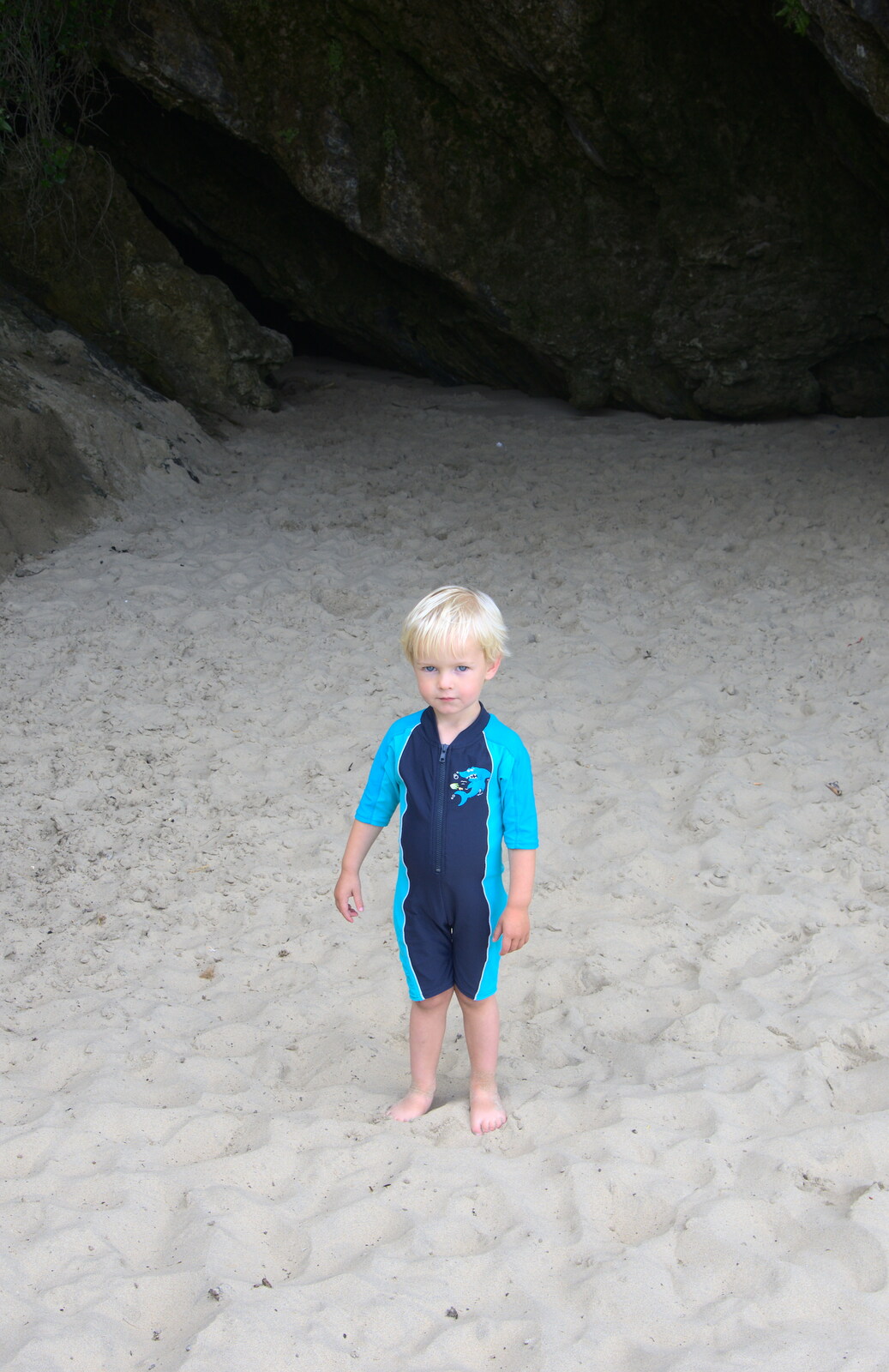 Harry stands around near the cave from Camping at Silver Strand, Wicklow, County Wicklow, Ireland - 7th August 2014