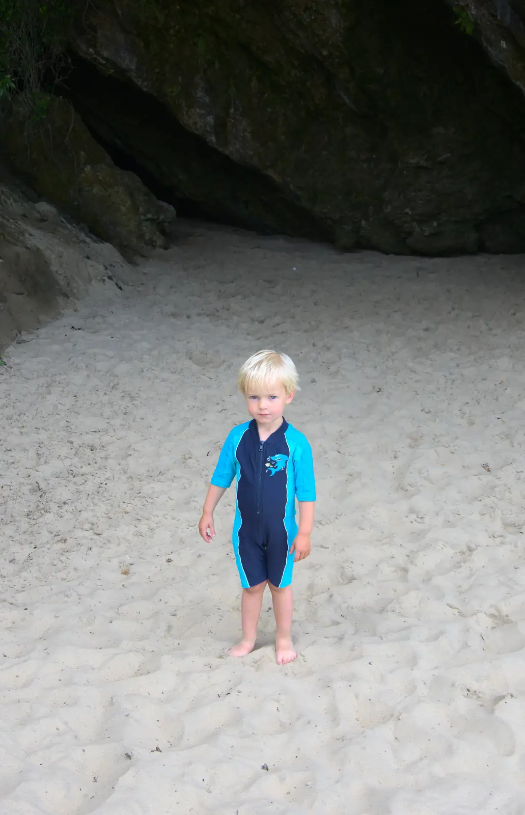 Harry stands around near the cave, from Camping at Silver Strand, Wicklow, County Wicklow, Ireland - 7th August 2014