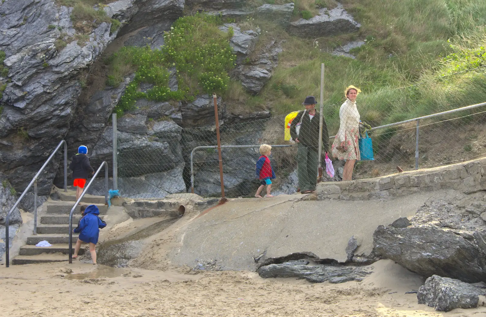 Walking back to the campsite, from Camping at Silver Strand, Wicklow, County Wicklow, Ireland - 7th August 2014