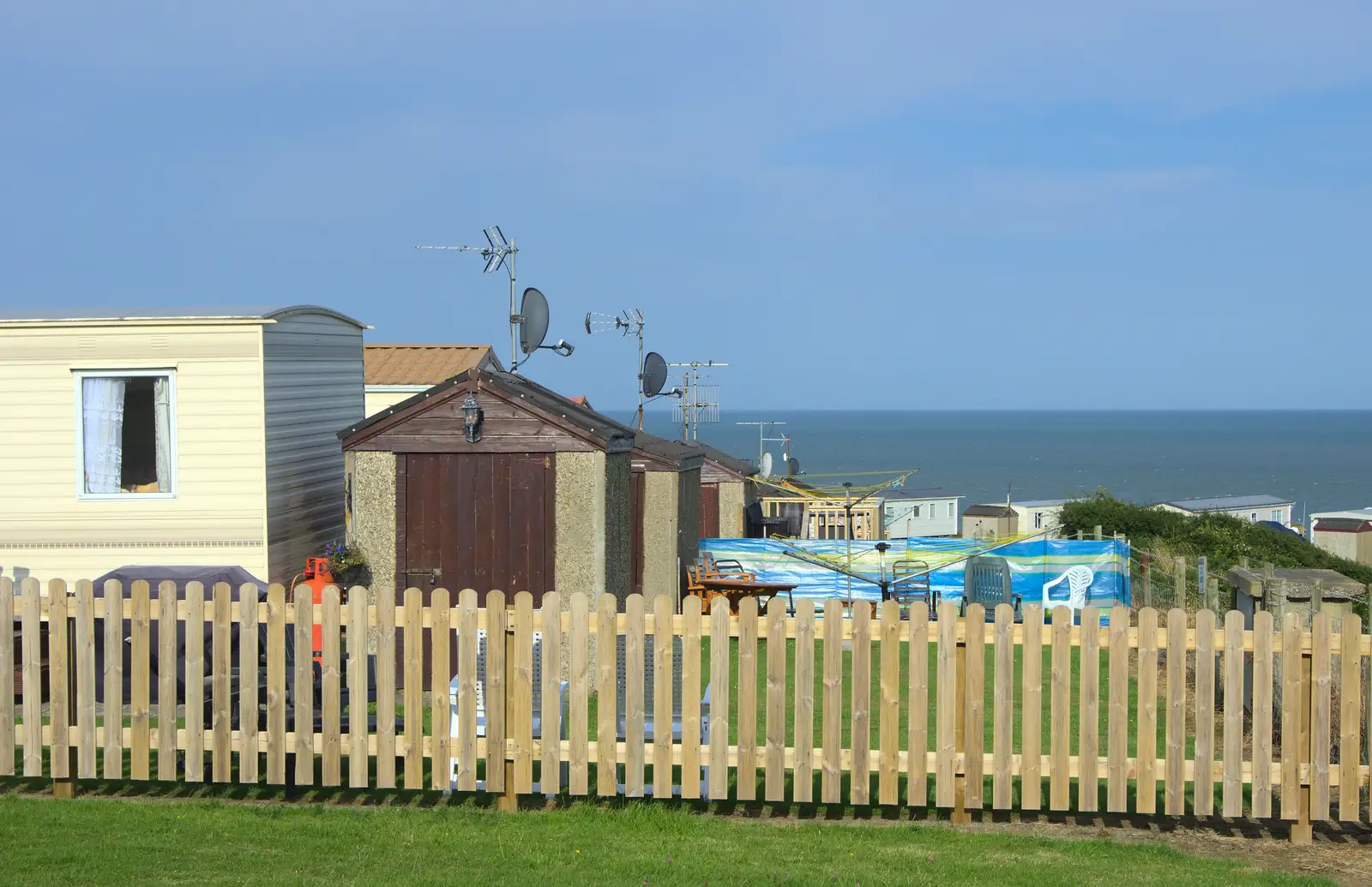 Static caravans and TV aerials, from Camping at Silver Strand, Wicklow, County Wicklow, Ireland - 7th August 2014