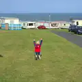 Harry roams around with his arms in the air, Camping at Silver Strand, Wicklow, County Wicklow, Ireland - 7th August 2014