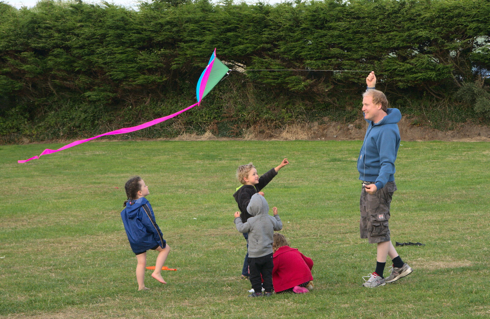 The neighbour does some kite flying from Camping at Silver Strand, Wicklow, County Wicklow, Ireland - 7th August 2014