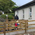 We head up to the site clubhouse, Camping at Silver Strand, Wicklow, County Wicklow, Ireland - 7th August 2014