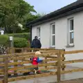 We head up to the site clubhouse, Camping at Silver Strand, Wicklow, County Wicklow, Ireland - 7th August 2014