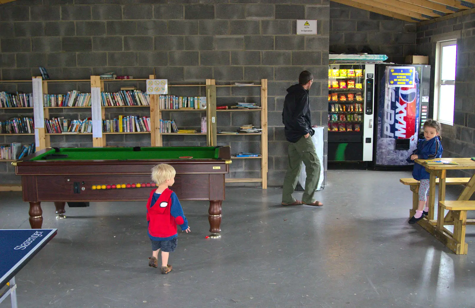 Hiding from the rain in the library/games room, from Camping at Silver Strand, Wicklow, County Wicklow, Ireland - 7th August 2014