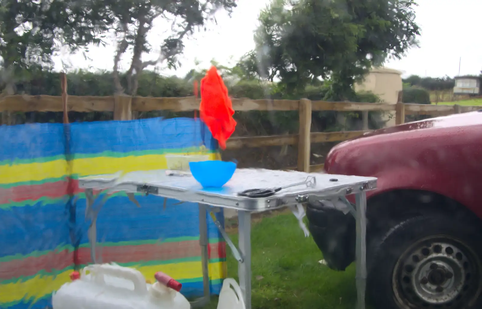 Through a rainy window, from Camping at Silver Strand, Wicklow, County Wicklow, Ireland - 7th August 2014