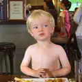 Harry eats lunch with his shirt off, Camping at Silver Strand, Wicklow, County Wicklow, Ireland - 7th August 2014