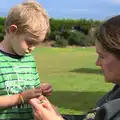 Fred does another Loom band, Camping at Silver Strand, Wicklow, County Wicklow, Ireland - 7th August 2014