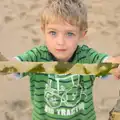 Fred holds up some cool 'camouflaged' seaweed, Camping at Silver Strand, Wicklow, County Wicklow, Ireland - 7th August 2014