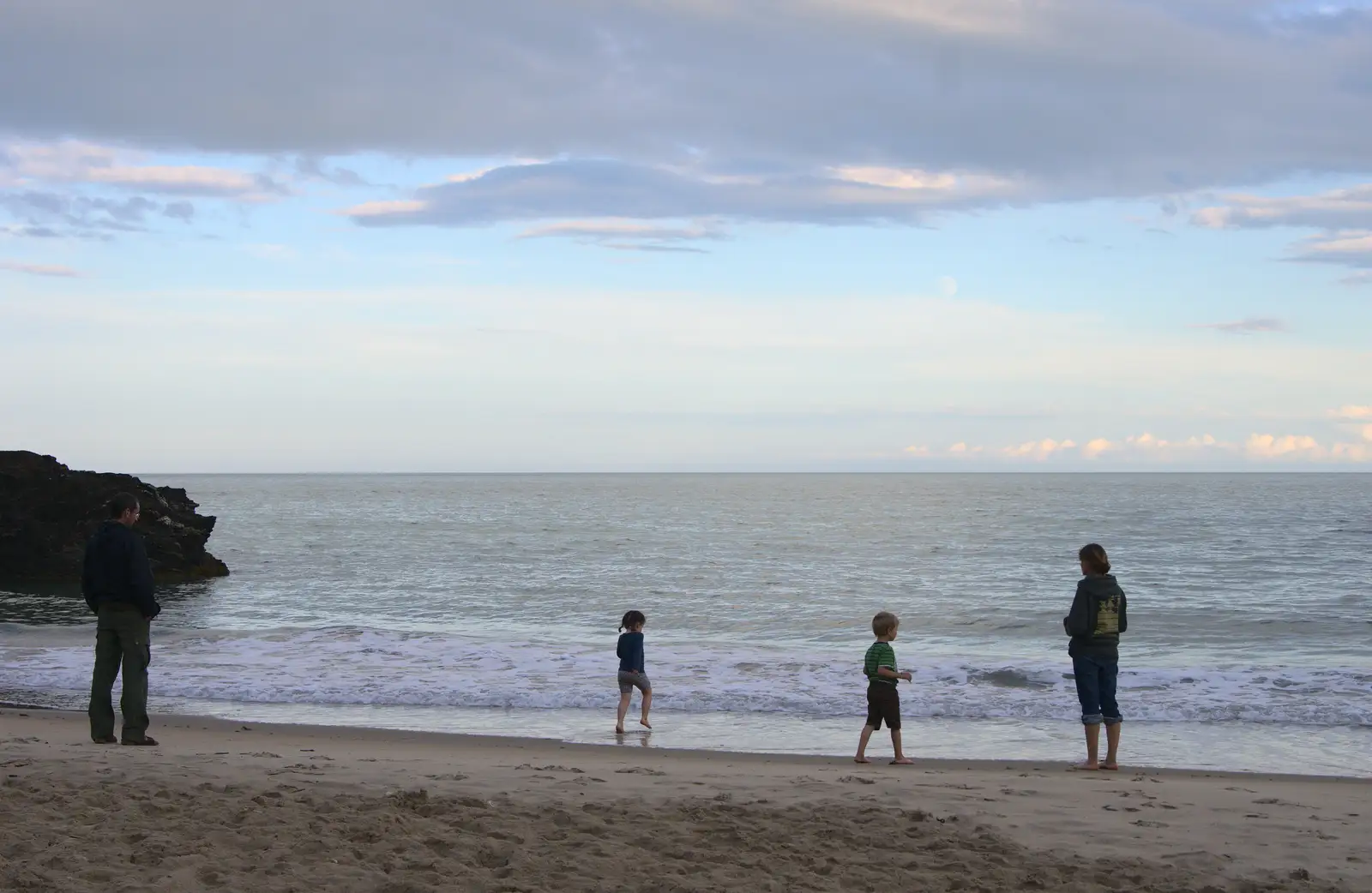 Philly, Fern, Isobel and Harry come down later, from Camping at Silver Strand, Wicklow, County Wicklow, Ireland - 7th August 2014