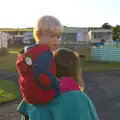 Harry gets a piggyback, Camping at Silver Strand, Wicklow, County Wicklow, Ireland - 7th August 2014