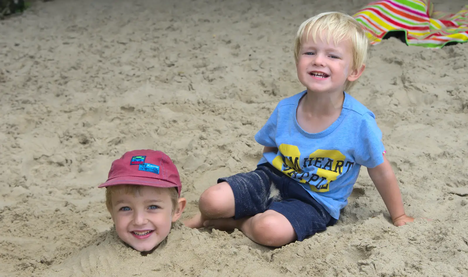 The next day, Fred gets buried in the sand, from Camping at Silver Strand, Wicklow, County Wicklow, Ireland - 7th August 2014