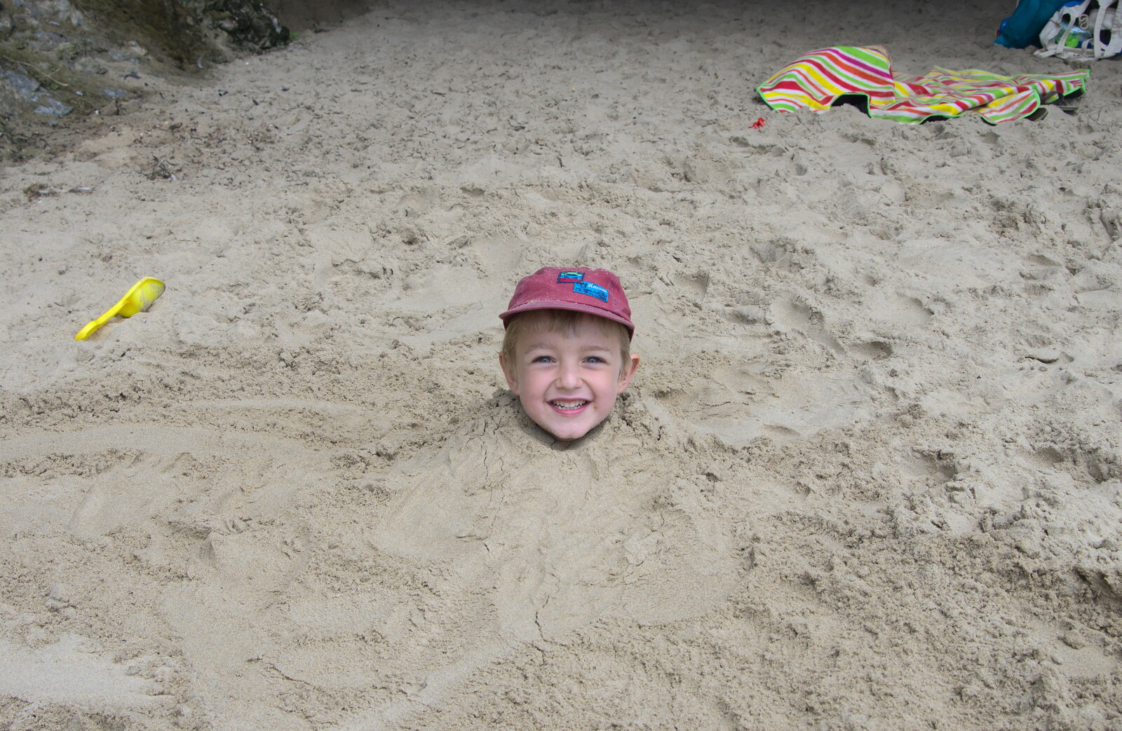 Fred the Head, in the sand from Camping at Silver Strand, Wicklow, County Wicklow, Ireland - 7th August 2014