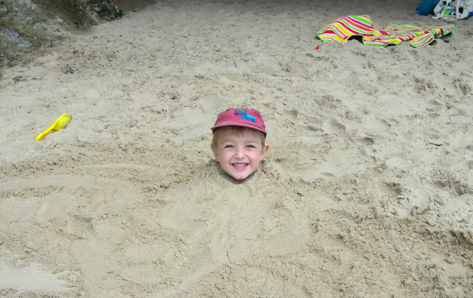 Fred the Head, in the sand, from Camping at Silver Strand, Wicklow, County Wicklow, Ireland - 7th August 2014