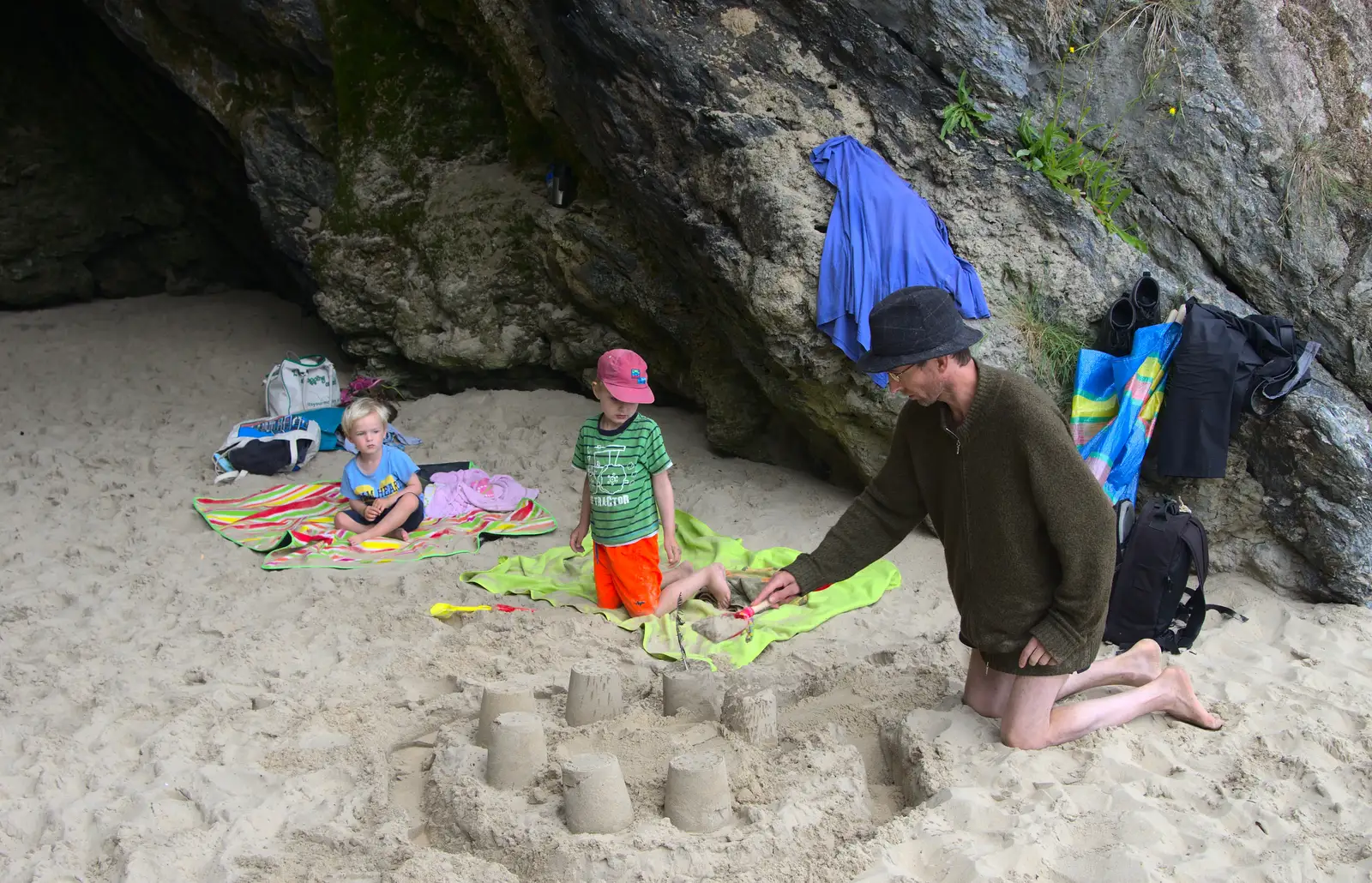 Philly builds some sandcastles, from Camping at Silver Strand, Wicklow, County Wicklow, Ireland - 7th August 2014