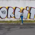 Isobel stands by some Orbit graffiti, A Night Out in Dublin, County Dublin, Ireland - 9th August 2014