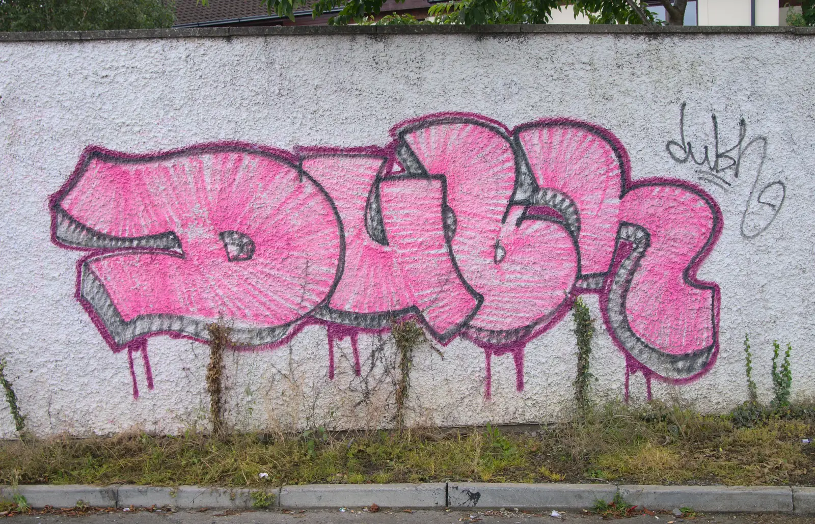 Pink graffiti like felt-tip pen, from A Night Out in Dublin, County Dublin, Ireland - 9th August 2014