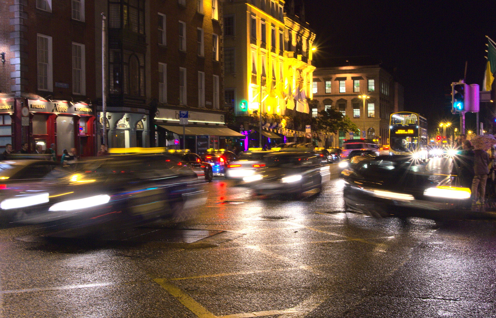 Traffic moves across a junction from A Night Out in Dublin, County Dublin, Ireland - 9th August 2014