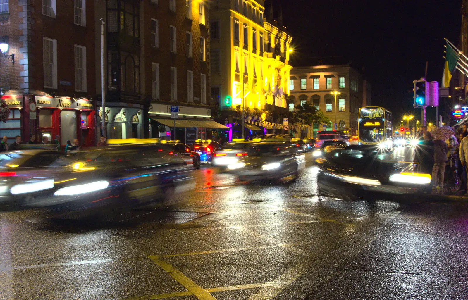 Traffic moves across a junction, from A Night Out in Dublin, County Dublin, Ireland - 9th August 2014